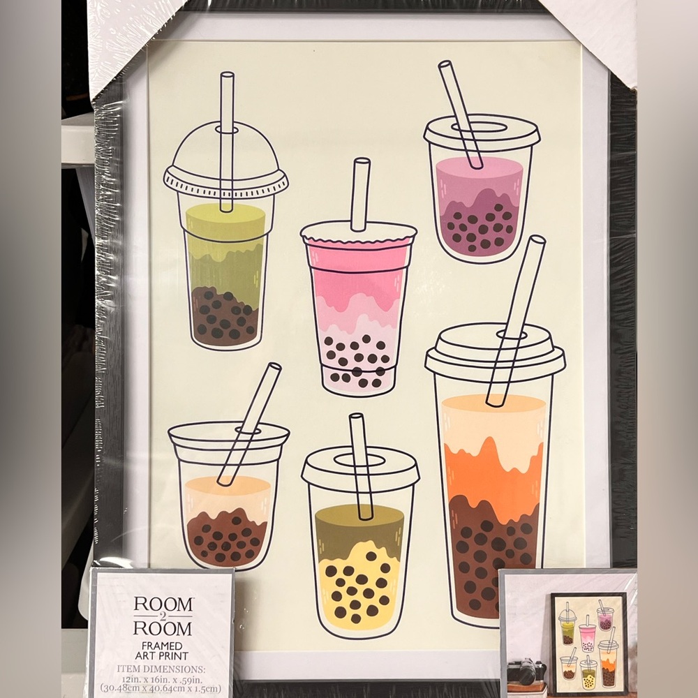 Boba Tea Print Framed